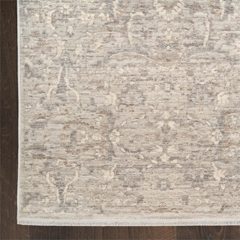 Nourison Home Outlines 10' Runner Polyester Grey Area Rug