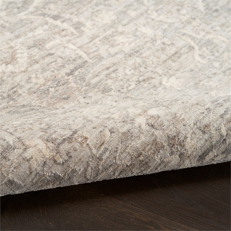 Nourison Home Outlines 10' Runner Polyester Grey Area Rug