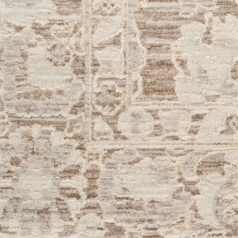 Nourison Home Outlines 10' Runner Polyester Ivory Mocha Area Rug