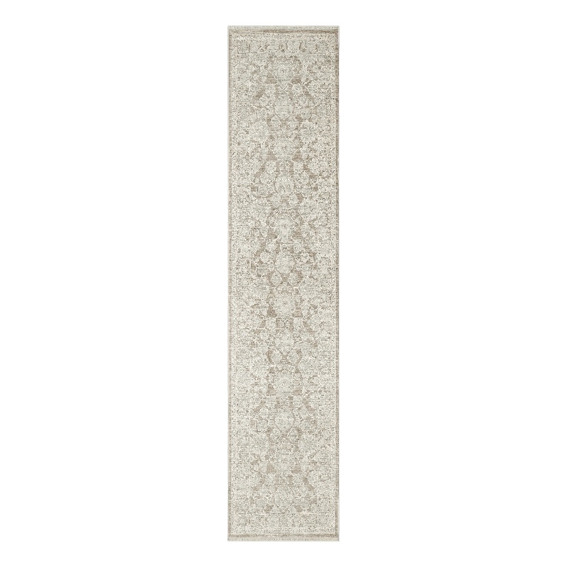 Nourison Home Outlines 10' Runner Polyester Ivory Mocha Area Rug