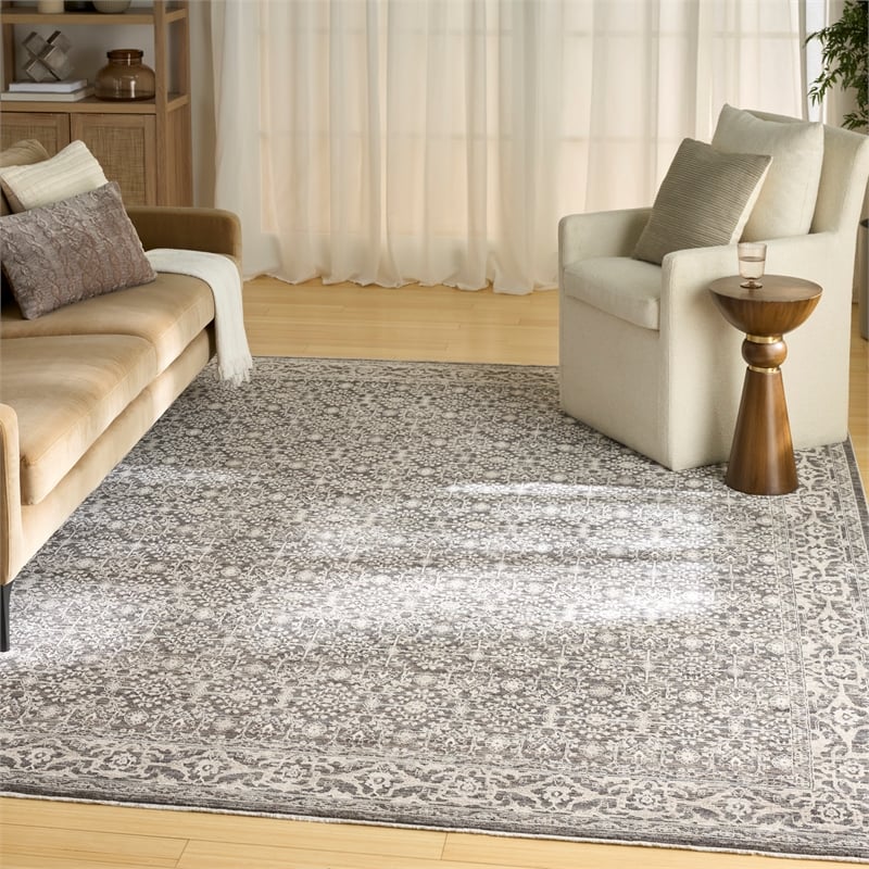 Nourison Home Outlines 8' x 10' Polyester Charcaol Ivory Area Rug