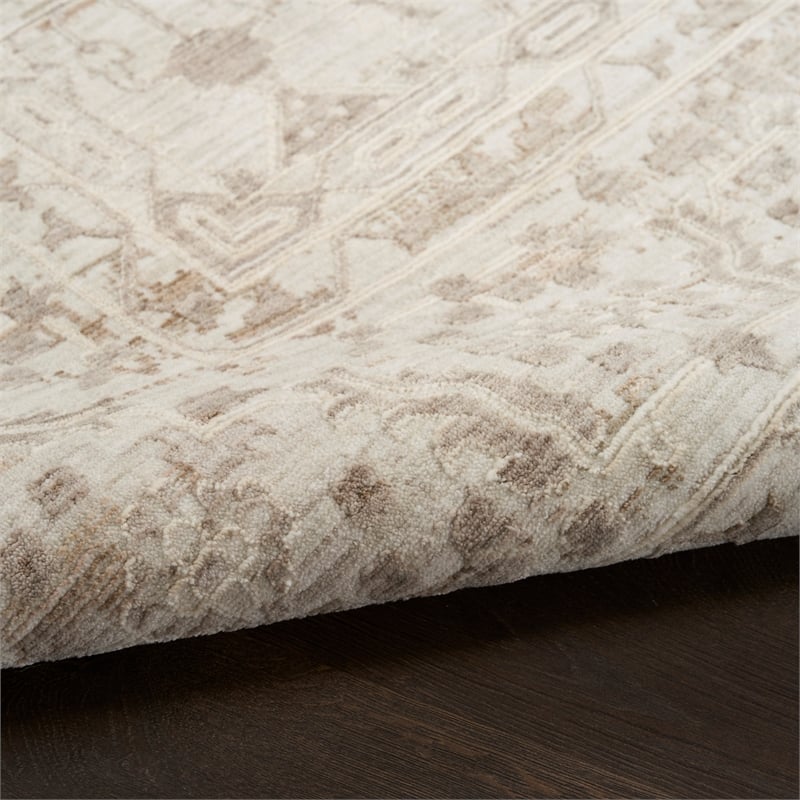 Nourison Home Outlines 10' Runner Polyester Ivory Gray Area Rug