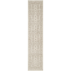 Nourison Home Outlines 10' Runner Polyester Ivory Gray Area Rug