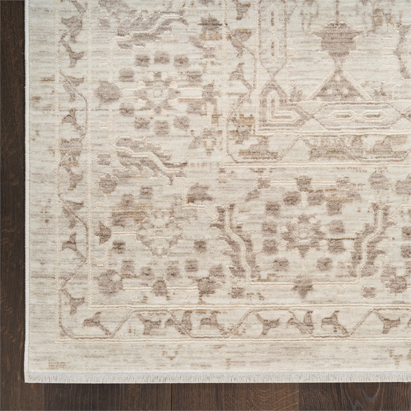 Nourison Home Outlines 10' Runner Polyester Ivory Gray Area Rug