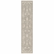 Nourison Home Outlines 10' Runner Polyester Sage Ivory Area Rug