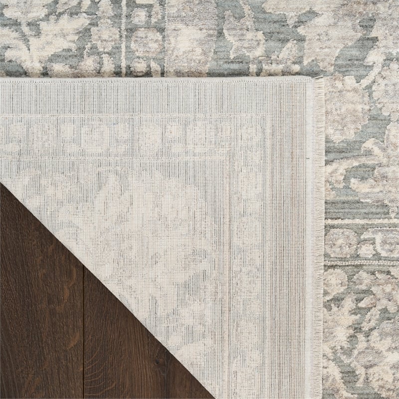 Nourison Home Outlines 10' Runner Polyester Sage Ivory Area Rug