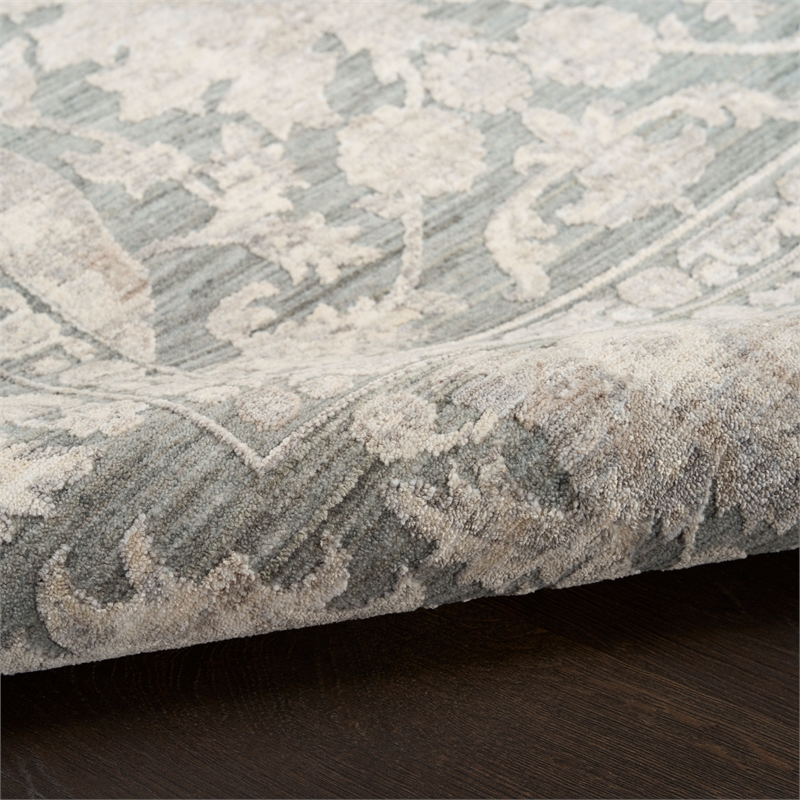 Nourison Home Outlines 10' Runner Polyester Sage Ivory Area Rug