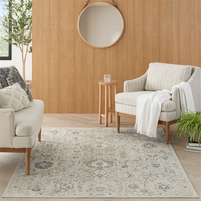 Nourison Home Oushak Home 6' x 9' Fabric Cream Area Rug
