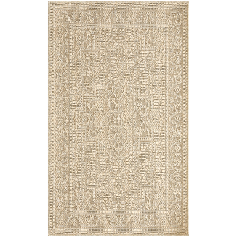 nourison home tulum 2' x 3' fabric cream area rug