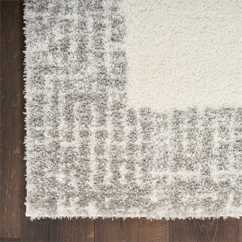 Nourison Home Pacific Shag 8' x 10' Polyester Polyester Ivory Grey Area Rug