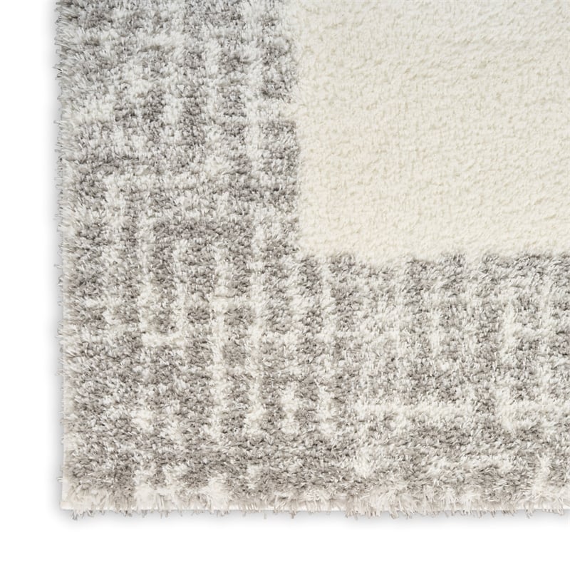 Nourison Home Pacific Shag 8' x 10' Polyester Polyester Ivory Grey Area Rug
