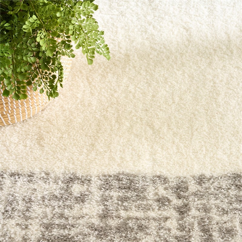 Nourison Home Pacific Shag 8' x 10' Polyester Polyester Ivory Grey Area Rug