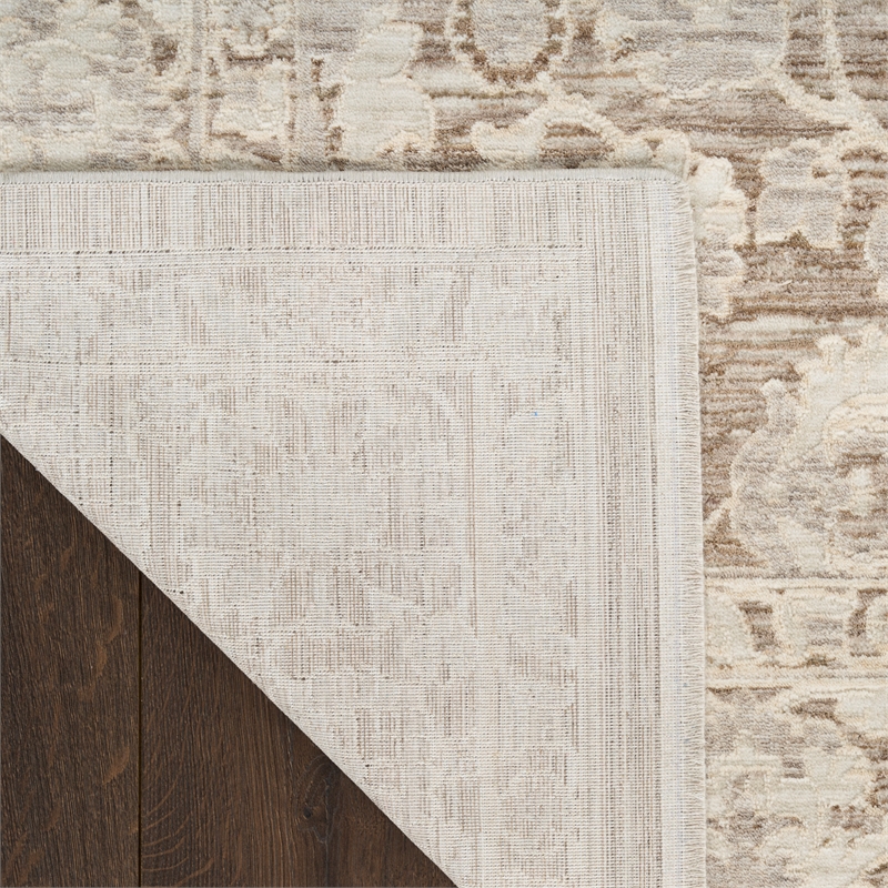 Nourison Home Outlines 12' Runner Polyester Ivory Mocha Area Rug