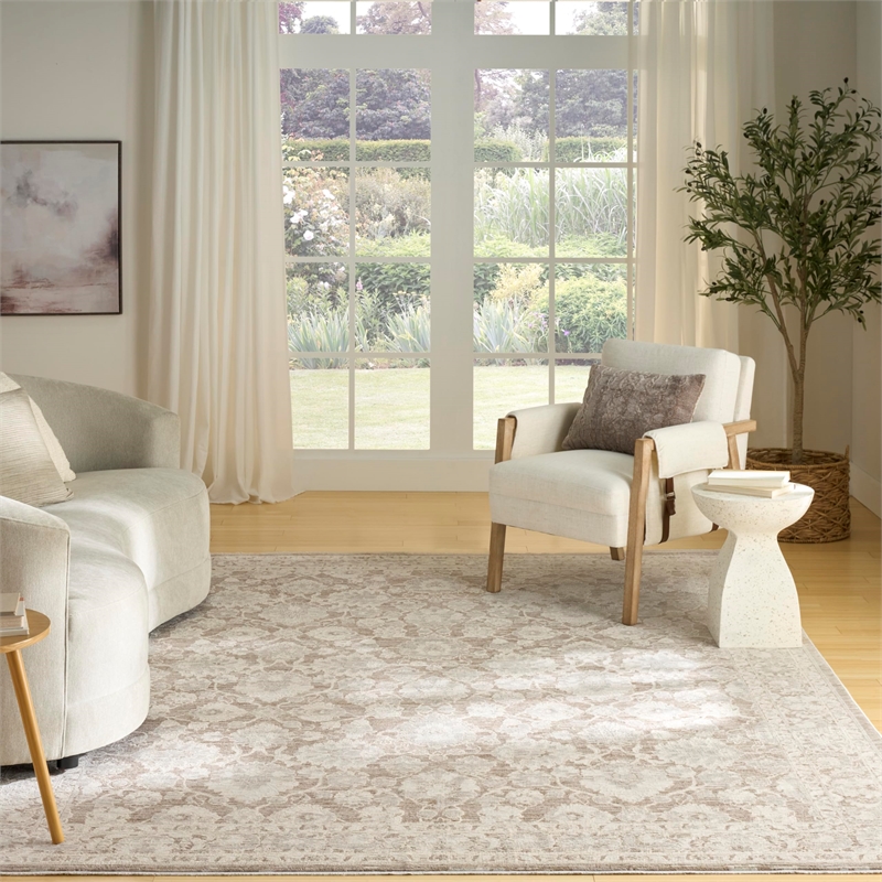 Nourison Home Outlines 9' x 12' Polyester Ivory Mocha Area Rug