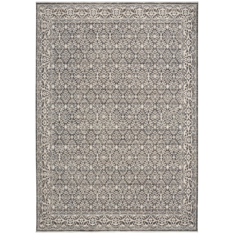 Nourison Home Outlines 5' x 7' Polyester Charcaol Ivory Area Rug