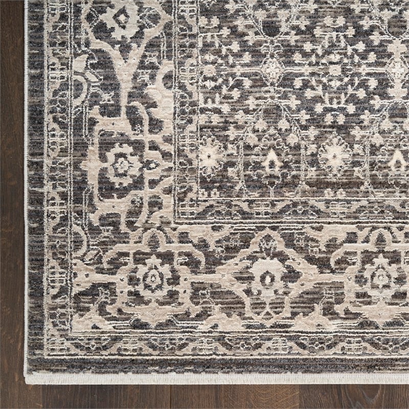 Nourison Home Outlines 5' x 7' Polyester Charcaol Ivory Area Rug