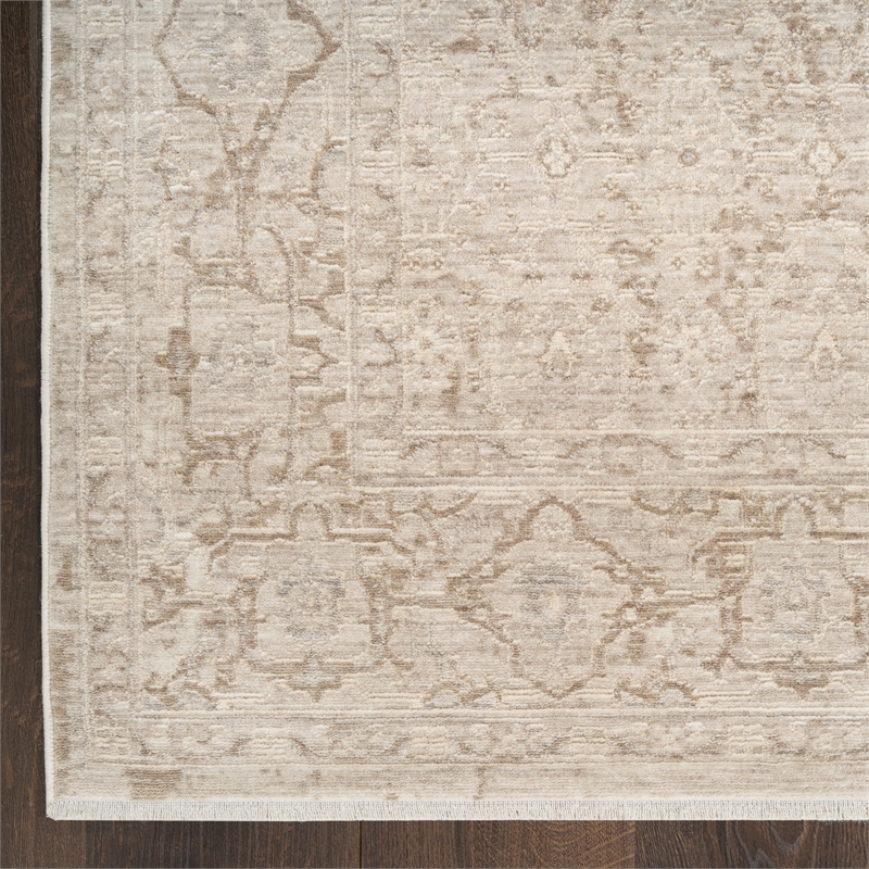 Nourison Home Outlines 12' Runner Polyester Ivory Grey Area Rug