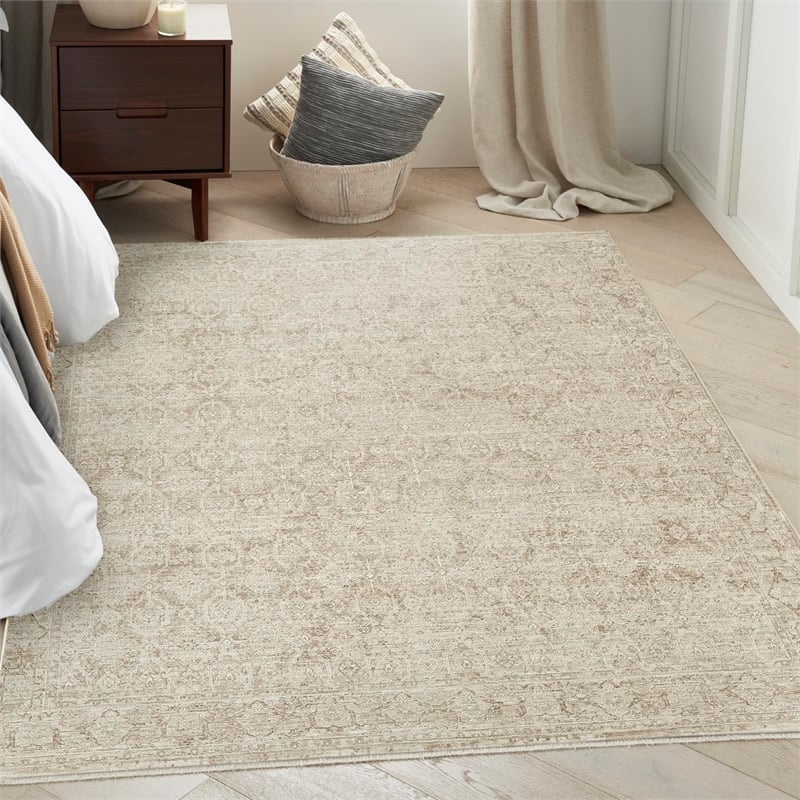Nourison Home Outlines 4' x 6' Polyester Ivory Grey Area Rug
