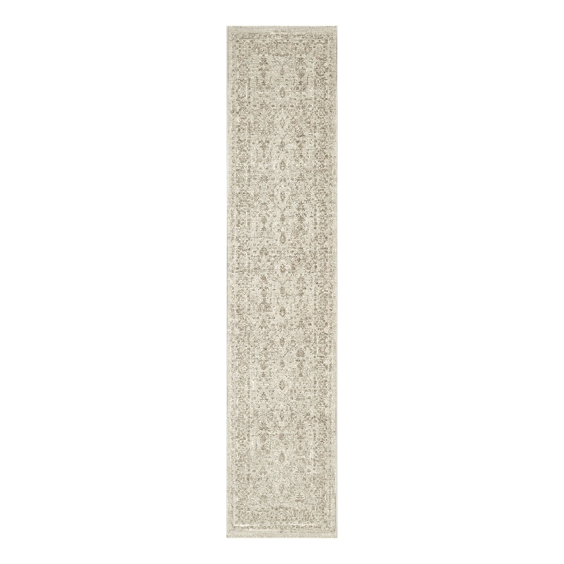 Nourison Home Outlines 12' Runner Polyester Ivory Grey Area Rug