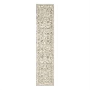 Nourison Home Outlines 12' Runner Polyester Ivory Grey Area Rug