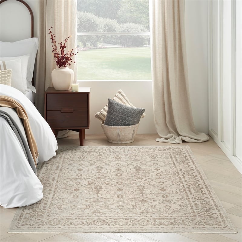 Nourison Home Outlines 4' x 6' Polyester Ivory Grey Area Rug