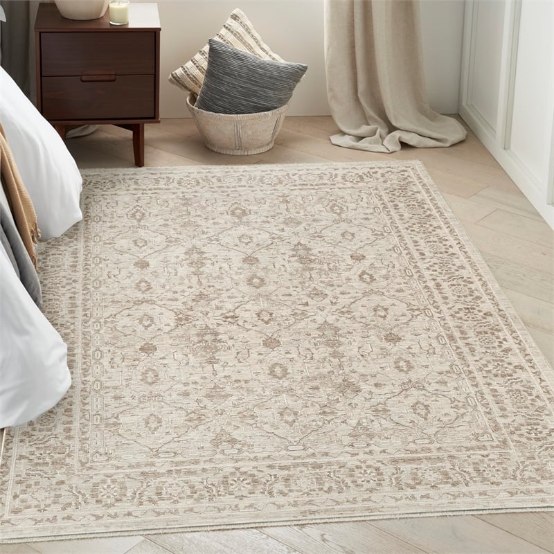 Nourison Home Outlines 4' x 6' Polyester Ivory Grey Area Rug