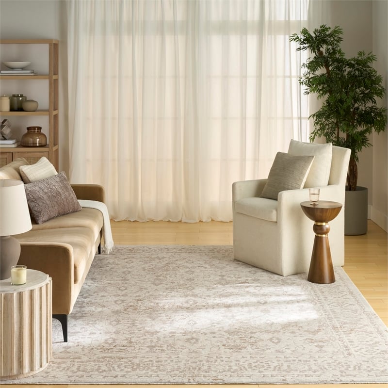 Nourison Home Outlines 6' x 9' Polyester Ivory Grey Area Rug