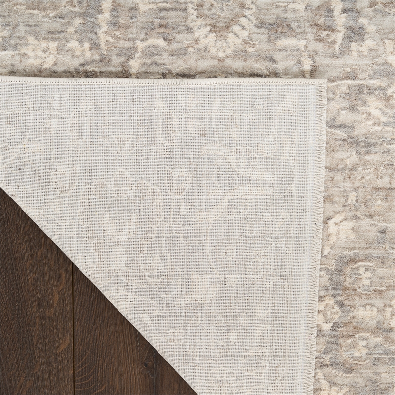 Nourison Home Outlines 12' Runner Polyester Grey Area Rug