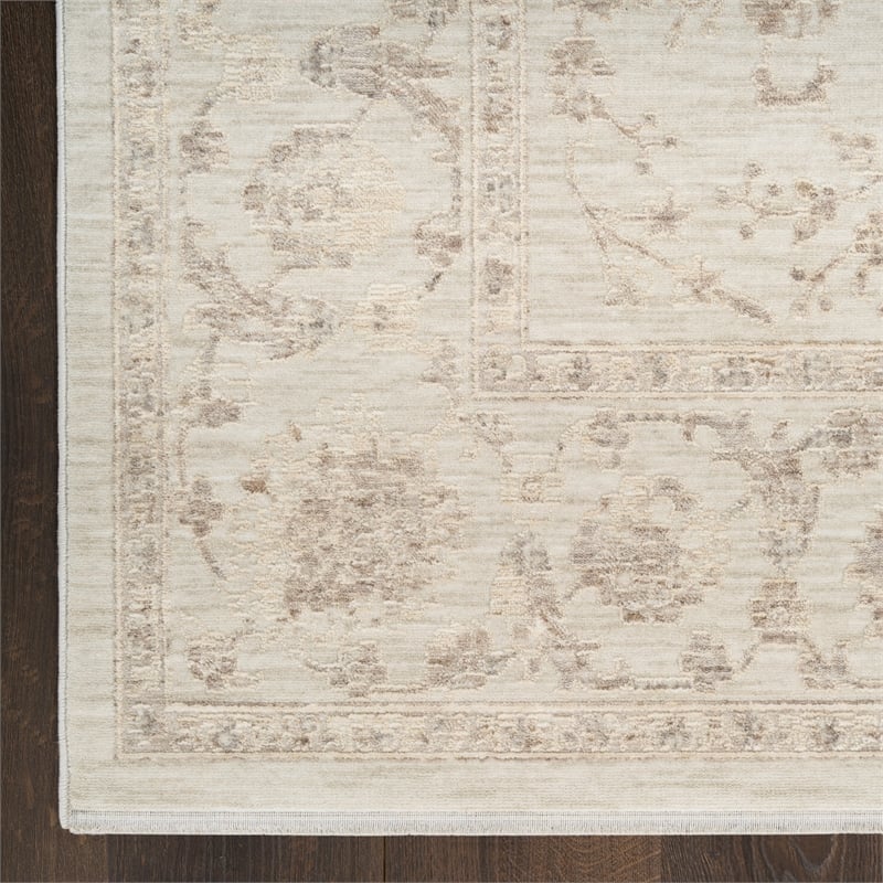Nourison Home Outlines 12' Runner Polyester Ivory Area Rug