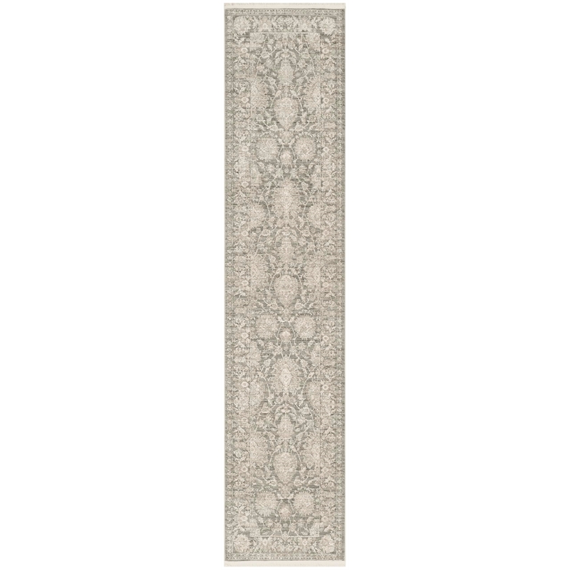 Nourison Home Outlines 12' Runner PolyesterSage Ivory Area Rug