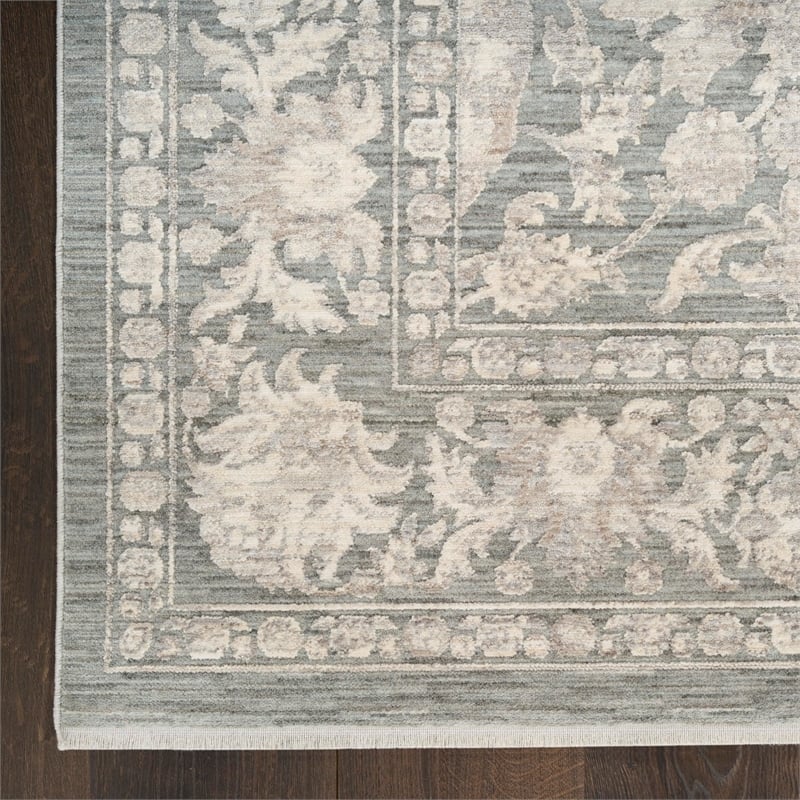 Nourison Home Outlines 12' Runner PolyesterSage Ivory Area Rug