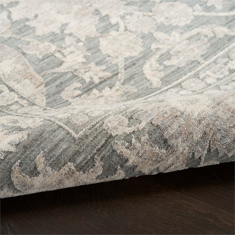 Nourison Home Outlines 12' Runner PolyesterSage Ivory Area Rug