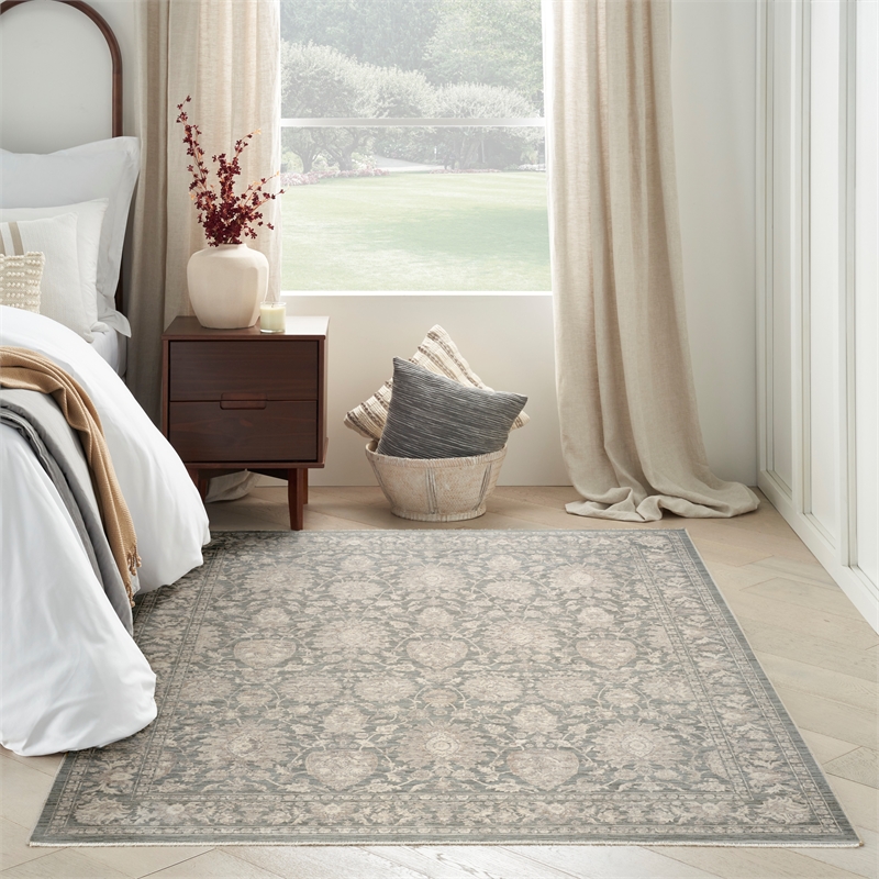 Nourison Home Outlines 5' x 7' Polyester Sage Ivory Area Rug