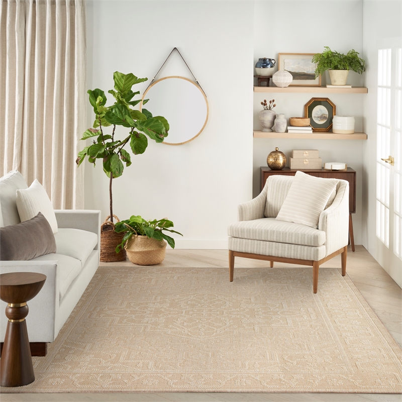 Nourison Home Tulum 10' x 14' Fabric Cream Area Rug