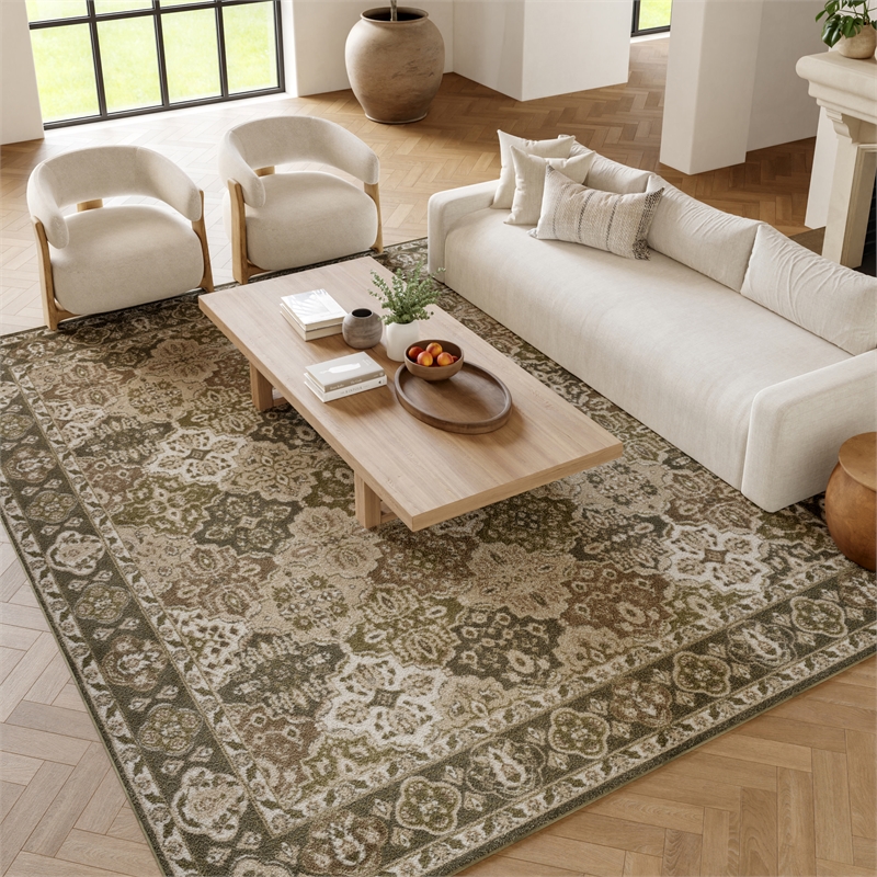 Nourison Home Grafix 10' x 14' Fabric Fabric Green Area Rug