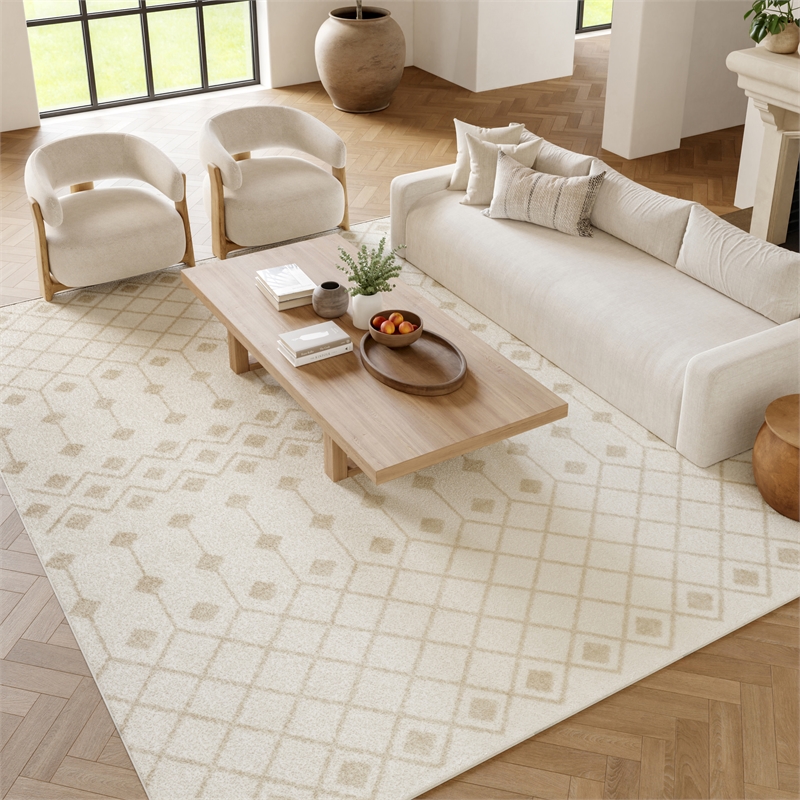Nourison Home Grafix 9' x 12' Fabric Ivory Beige Area Rug