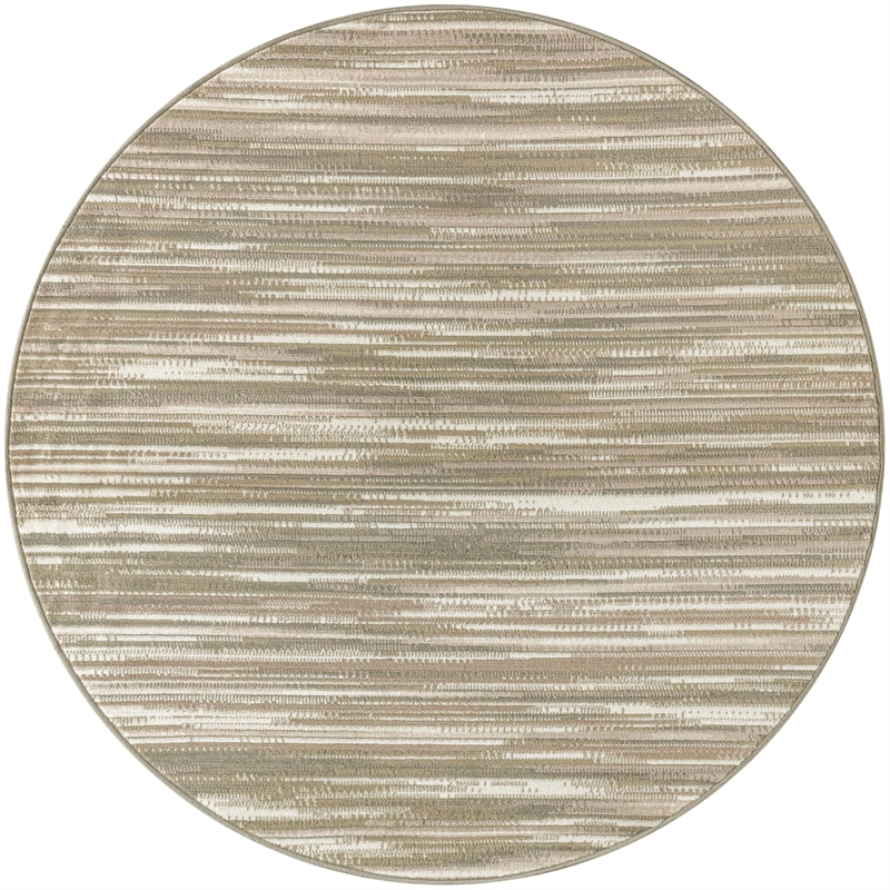 Nourison Home Jubilant 5' x Round Fabric Green Ivory Area Rug