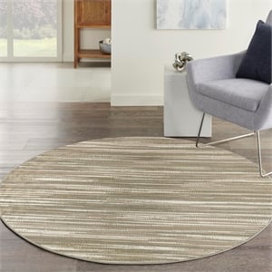 Nourison Home Jubilant 5' x Round Fabric Green Ivory Area Rug
