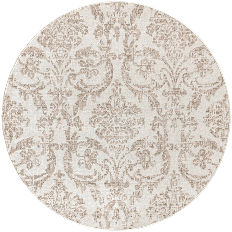 Nourison Home Jubilant 5' x Round Fabric Ivory Beige Area Rug