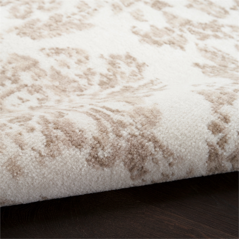 Nourison Home Jubilant 5' x Round Fabric Ivory Beige Area Rug