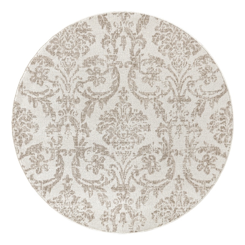 Nourison Home Jubilant 5' x Round Fabric Ivory Beige Area Rug