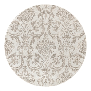 Nourison Home Jubilant 5' x Round Fabric Ivory Beige Area Rug