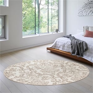 Nourison Home Jubilant 8' x Round Fabric Ivory Beige Area Rug