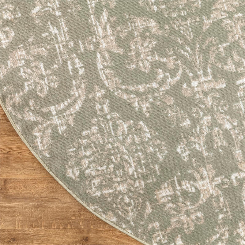 nourison home jubilant 5' x round fabric olive area rug