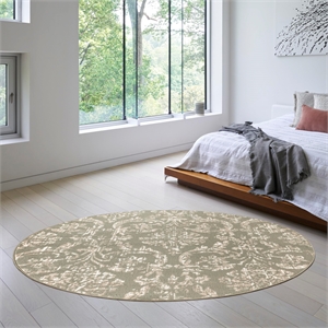 Nourison Home Jubilant 8' x Round Fabric Olive Area Rug