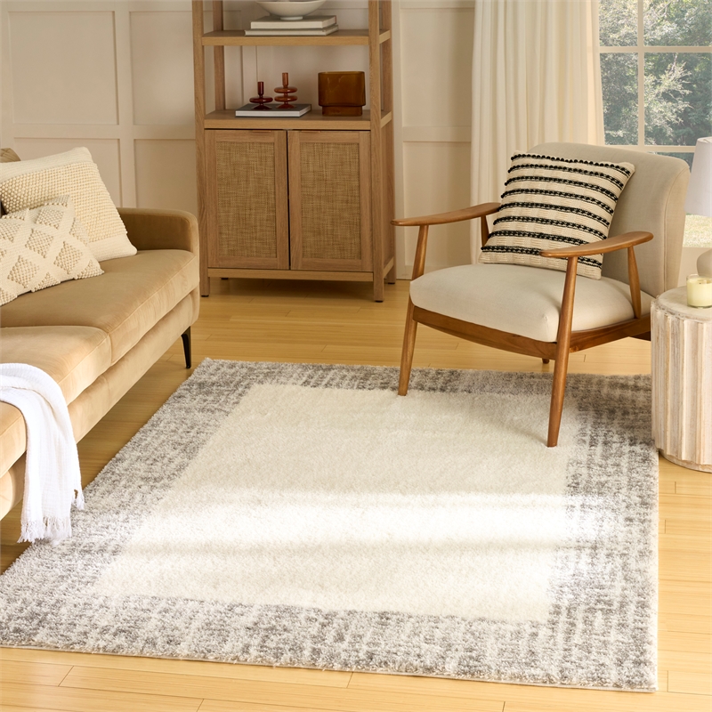 Nourison Home Pacific Shag 5' x 7' Polyester Ivory Grey Area Rug