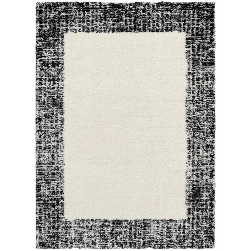 nourison home pacific shag 5' x 7' polyester ivory black area rug