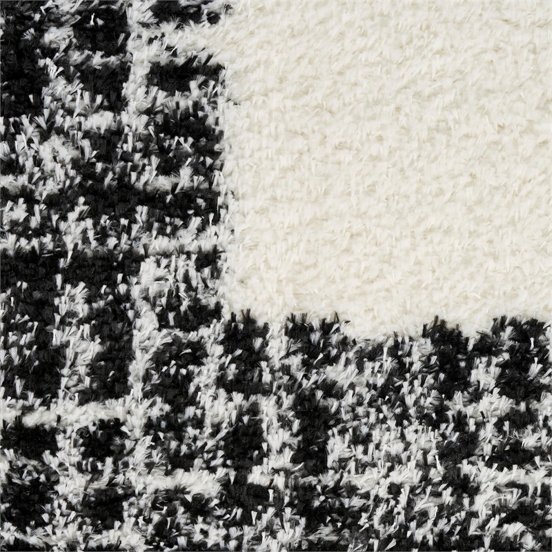 nourison home pacific shag 5' x 7' polyester ivory black area rug