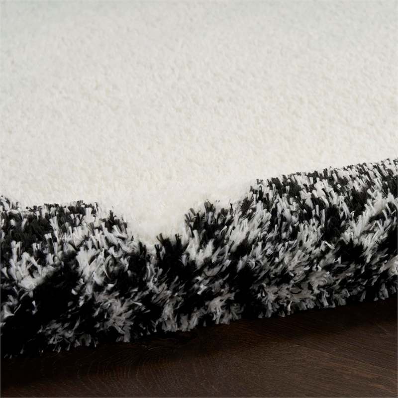 nourison home pacific shag 5' x 7' polyester ivory black area rug