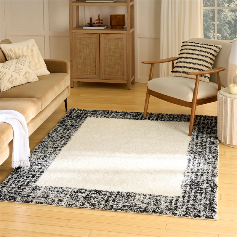 Nourison Home Pacific Shag 5' x 7' Polyester Ivory Black Area Rug